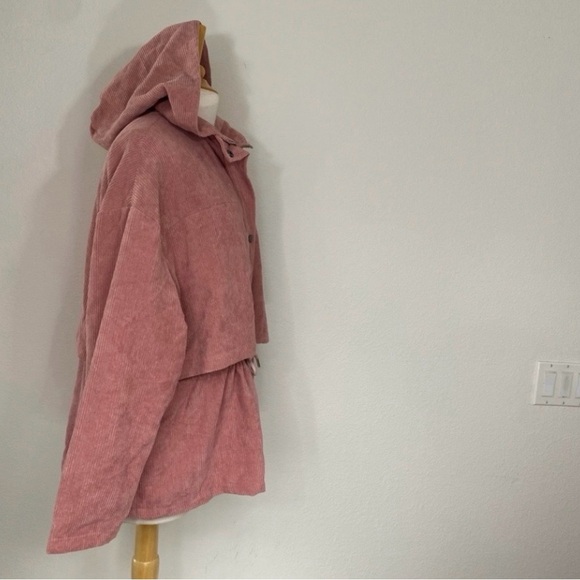 3/$25 Shein Curve Women's Blush Pink Corduroy Zip Hooded Jacket Size 1X Casual - Picture 6 of 16